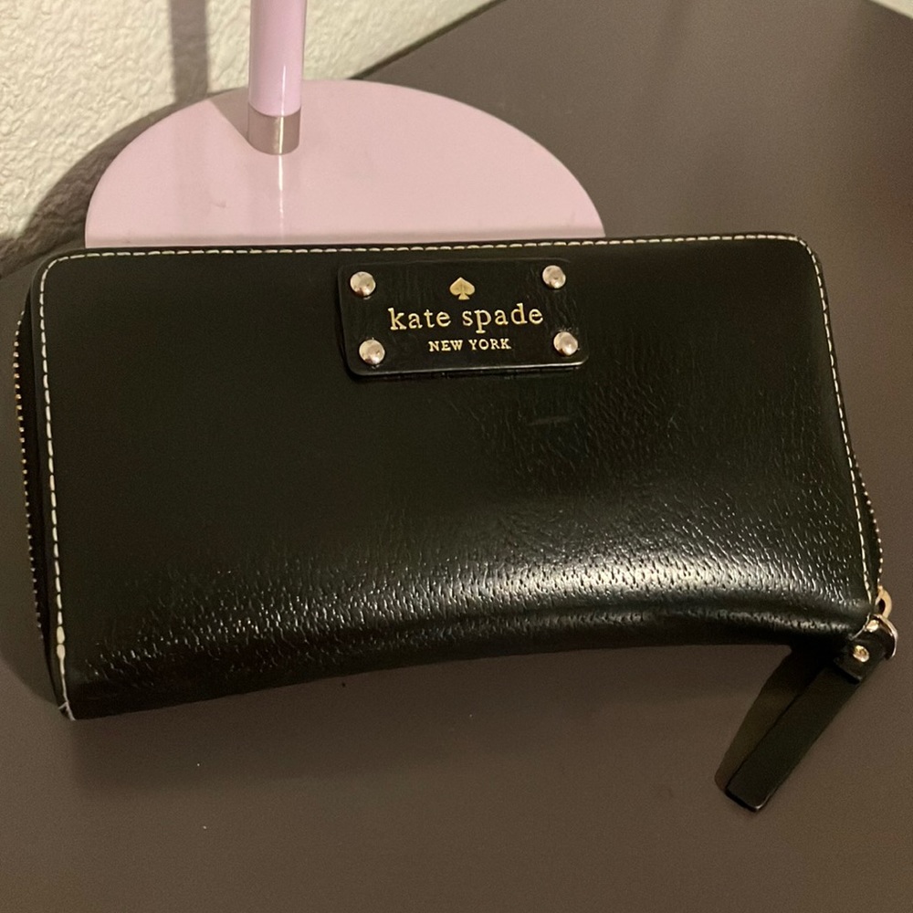 Kate Spade black wallet with pink interior